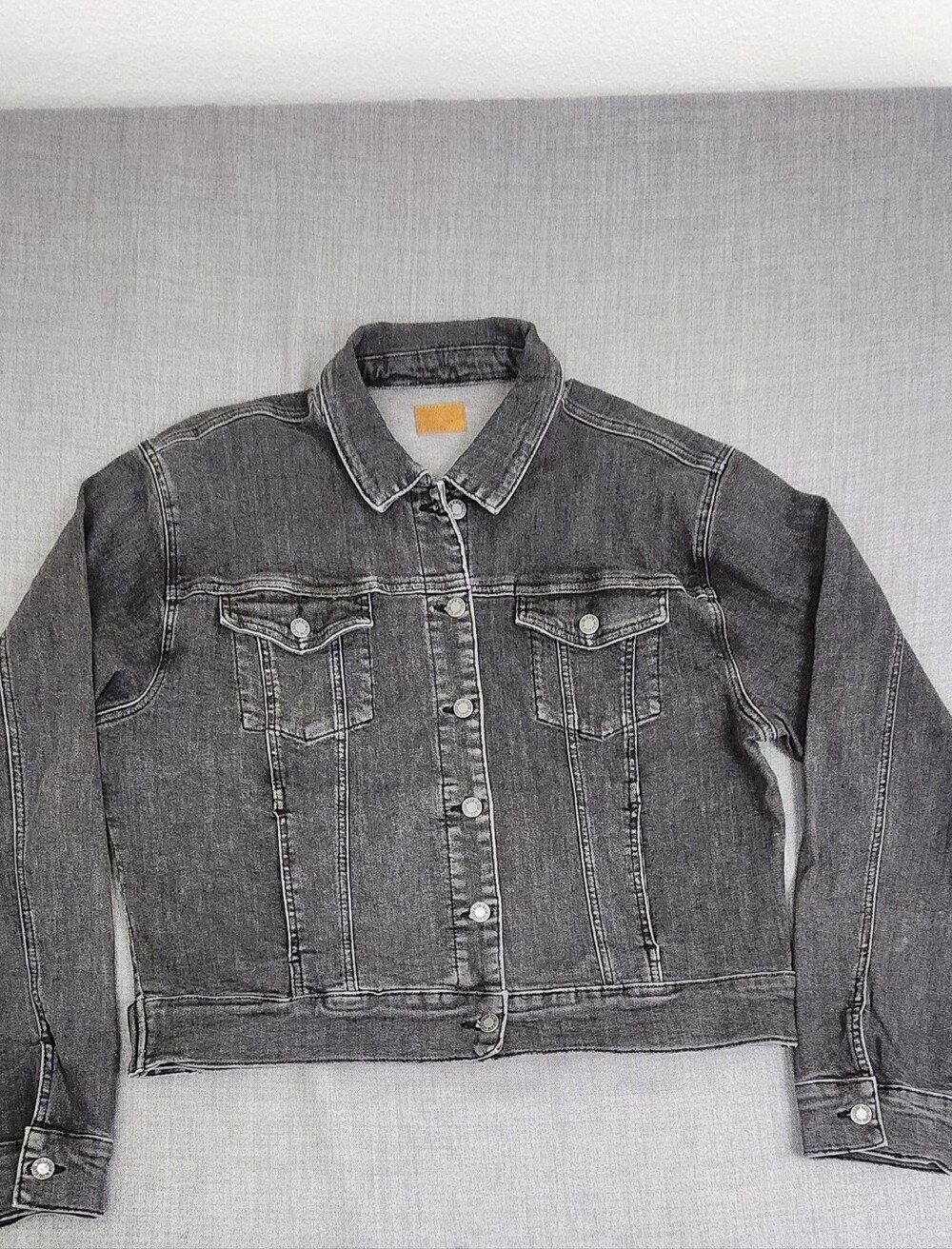 Judy Blue Mid-Length Charcoal Wash Stretch Denim Button Down Jean Jacket.  3XL